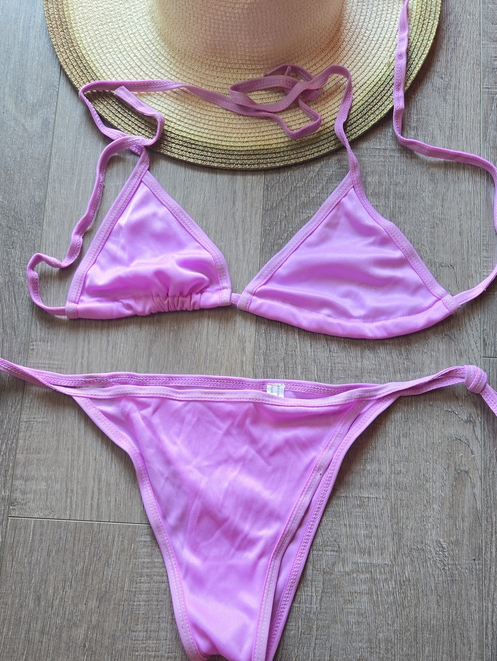 Lavender Triangle Tie-Side Bikini Set